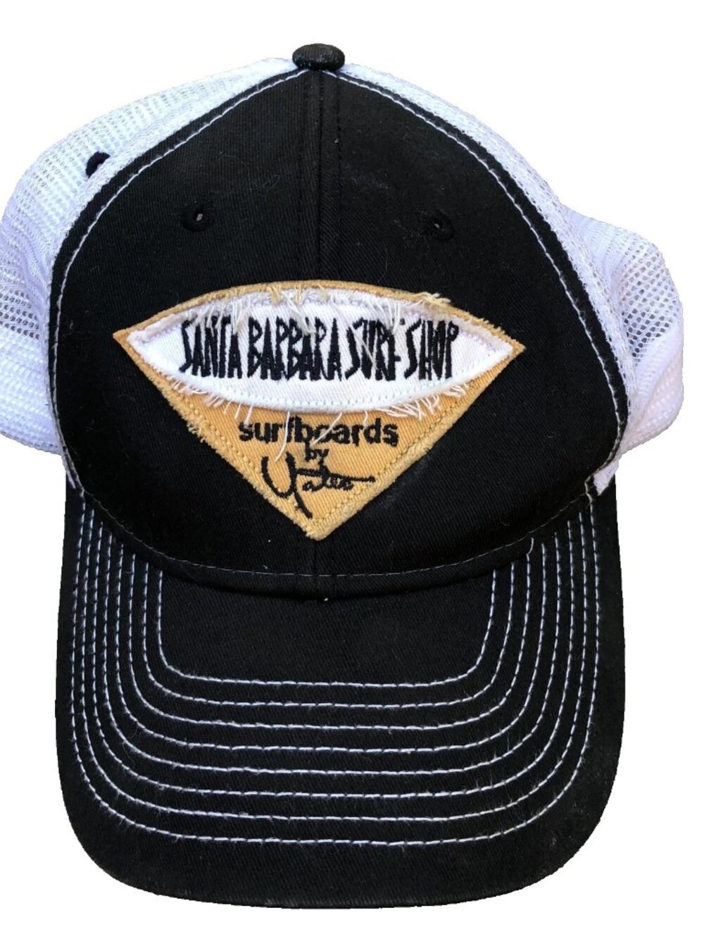 Vintage OURAY Santa Barbar Surf Shop Trucker Hat Men's Black Adjustable Cap